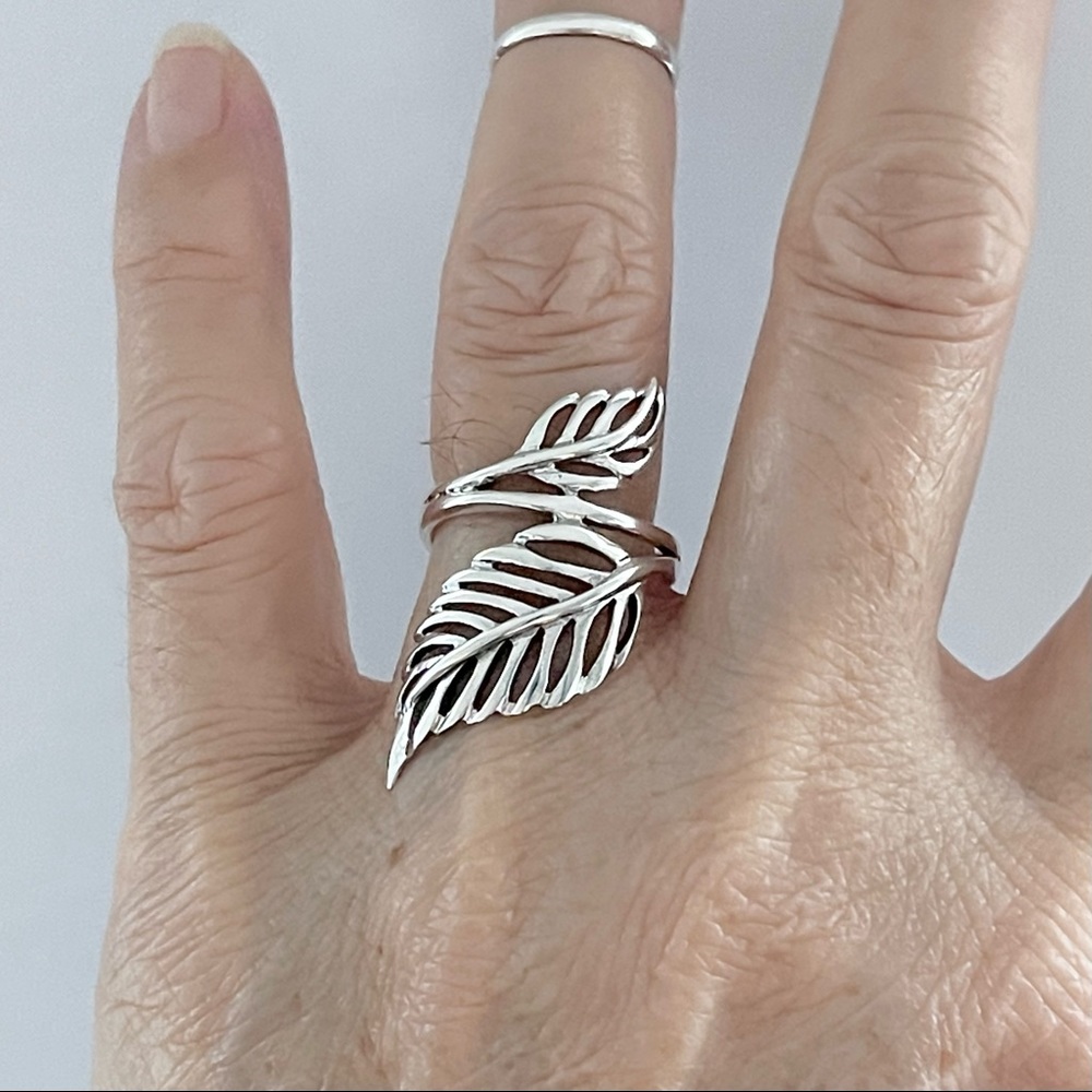 Sterling Silver Big Leaf Ring, Boho Ring, Silver … - image 7
